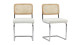 Lot de 2 chaises en cannage, tissu bouclé beige et métal chromé - Muse