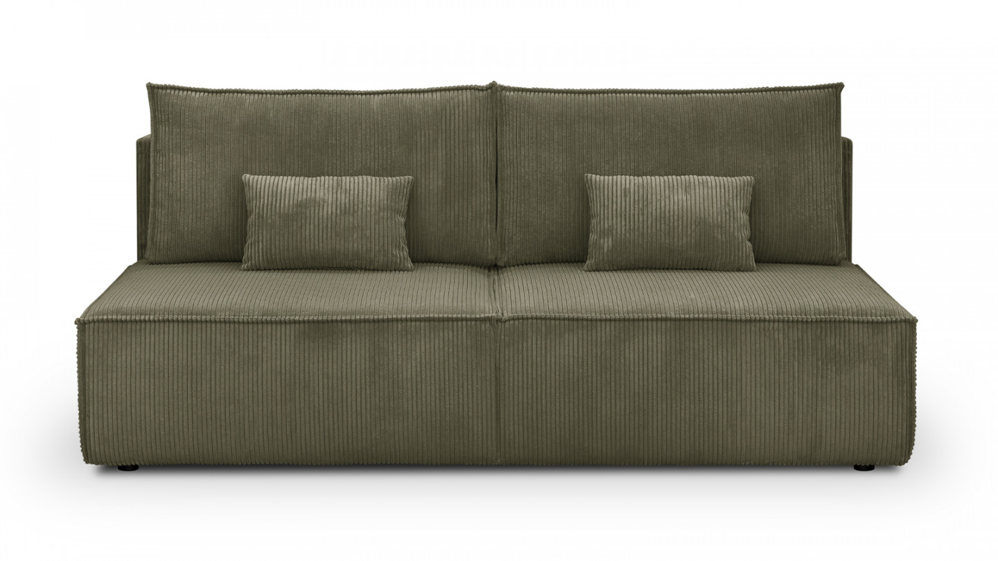 Canapé Convertible 3 Places Taupe Avec Rangements Et Matelas 3cm – Cuir Beige (Sans Marque)