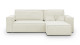 Canapé d'angle convertible réversible 4 places avec coffre de rangement en tissu beige - Livia