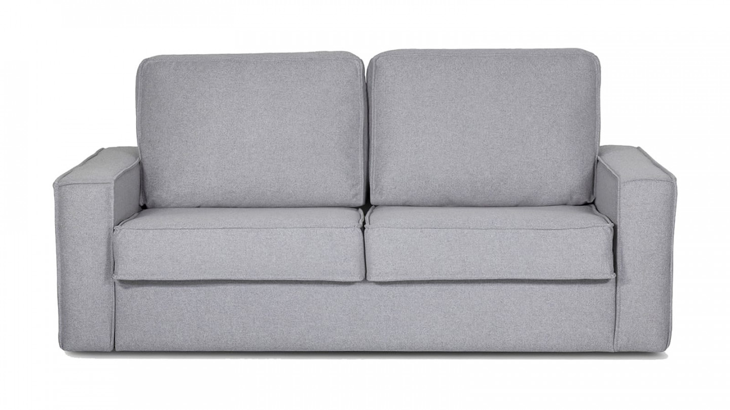  Canapé convertible 3 places en tissu gris chiné - Ouverture express - Couchage quotidien - Matelas HD 140 x 190 - Mattia