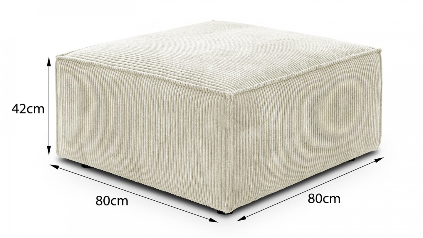 Pouf en velours côtelé beige - Harper