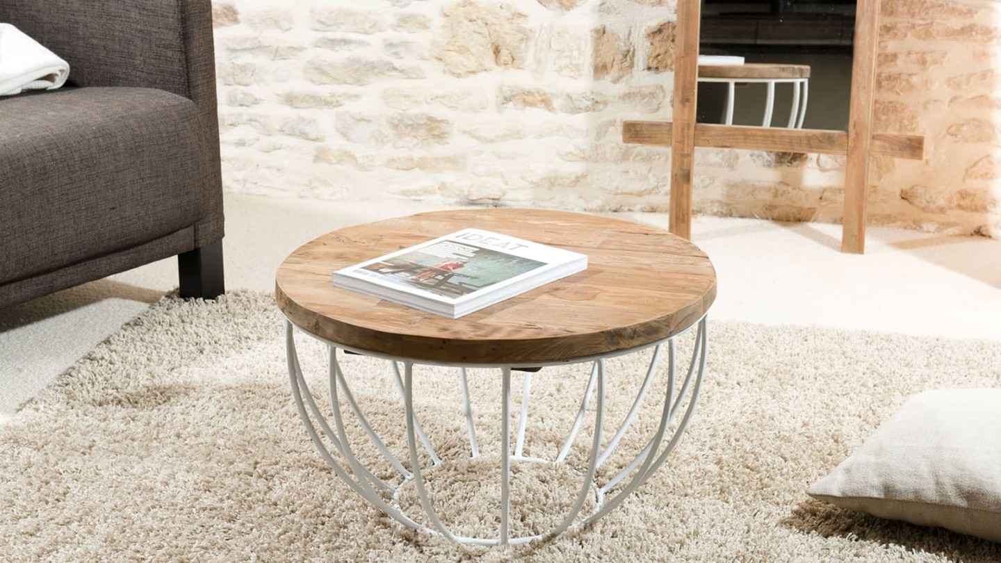 Gøran - Table basse coque blanche 60 x 60 cm