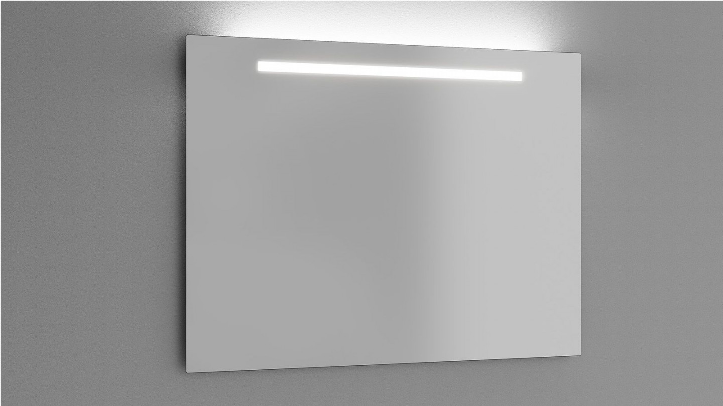 Meuble de salle de bains 90 cm Tropical - 1 tiroir - simple vasque + miroir + demi-colonne ouverture à droite - Loft