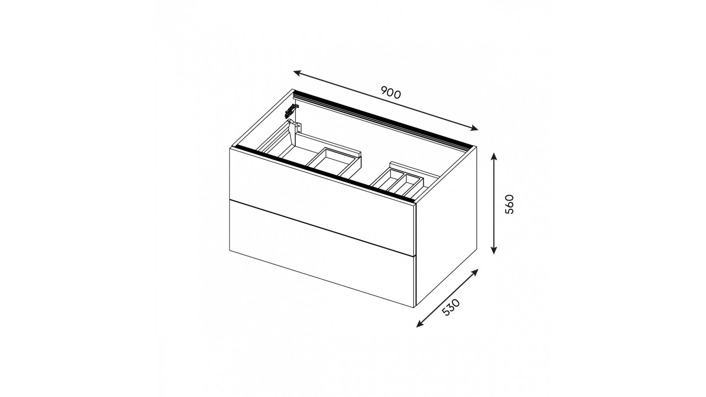 Meuble de salle de bains 90 cm Chêne clair - 2 tiroirs - vasque carrée + miroir - Loft