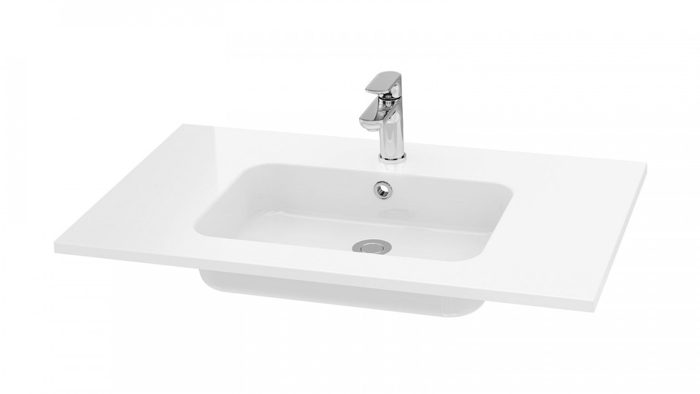 Meuble de salle de bains 140 cm Opale blanc - 2 tiroirs - double vasque + miroir + demi-colonne ouverture à droite - Loft