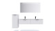 Meuble de salle de bains 140 cm Opale blanc - 2 tiroirs - double vasque + miroir + demi-colonne ouverture à gauche - Soho