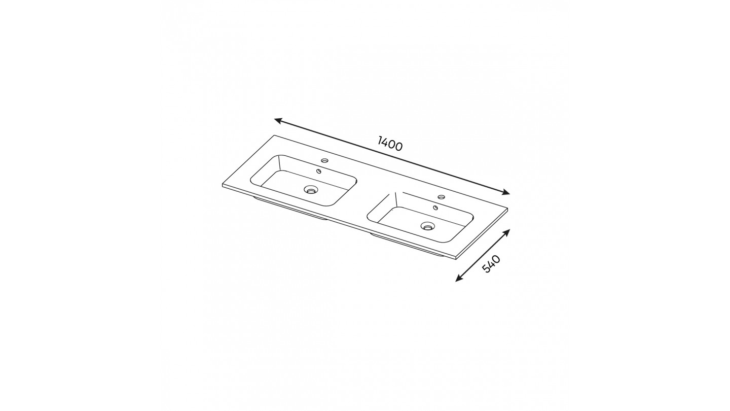 Meuble de salle de bain suspendu double vasque intégrée 140cm 4 tiroirs Blanc - Loft