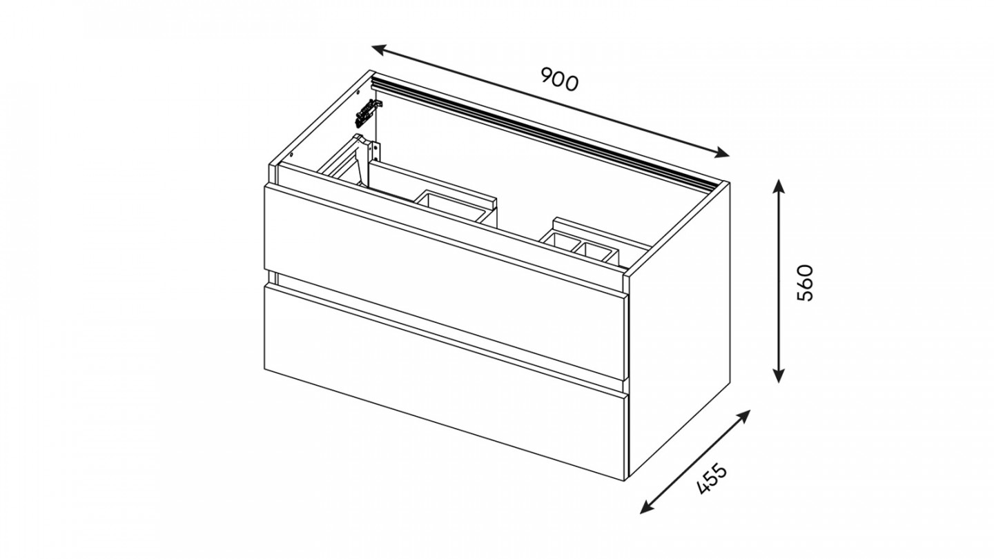 Meuble de salle de bain suspendu vasque à poser 90cm 2 tiroirs Bleu + miroir + colonne ouverture gauche - Rivage