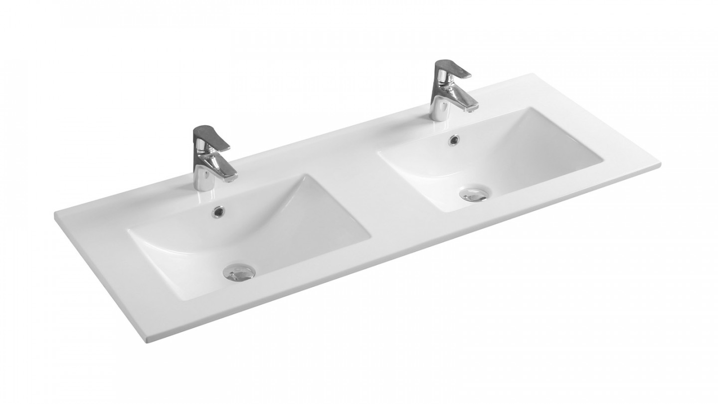 Meuble de salle de bain suspendu double vasque intégrée 120cm 1 tiroir Abricot - Rivage