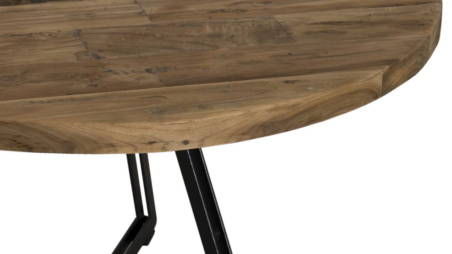 Gøran - Table basse ronde pieds noirs 75 x 75 cm