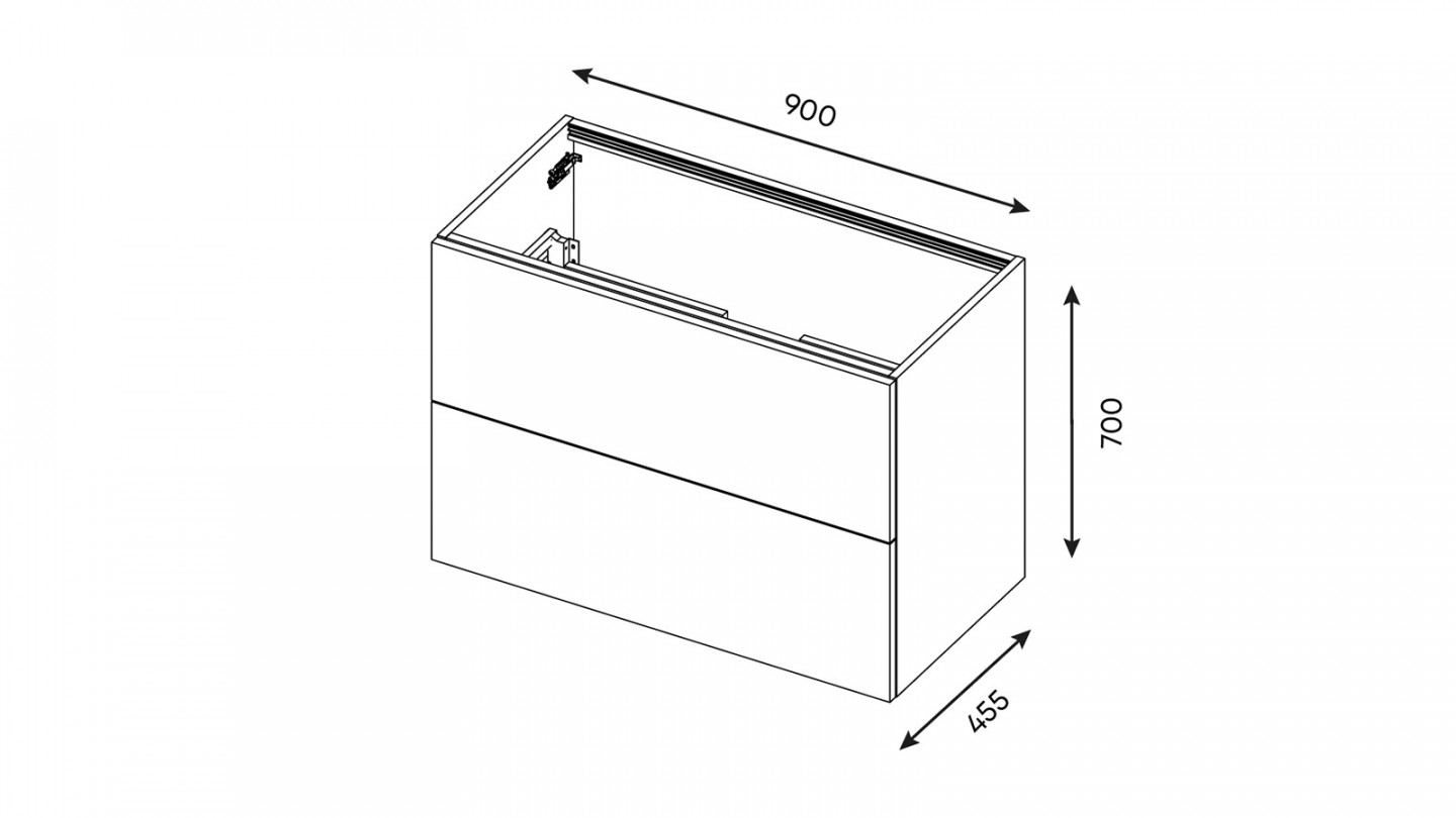 Meuble de salle de bain suspendu avec pieds vasque intégrée 90cm 2 tiroirs Vert olive + miroir - Chango