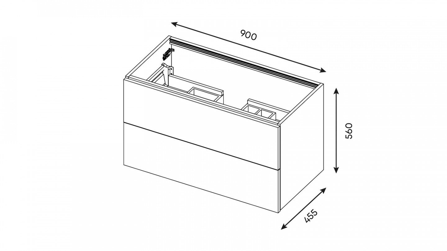 Meuble de salle de bain suspendu vasque à poser 90cm 2 tiroirs Bleu + miroir - Osmose