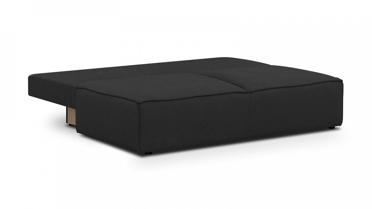 Canapé convertible 3 places avec coffre de rangement en tissu noir - Milla New