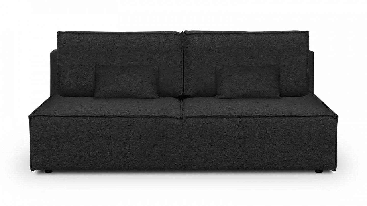 Canapé convertible 3 places avec coffre de rangement en tissu noir - Milla New