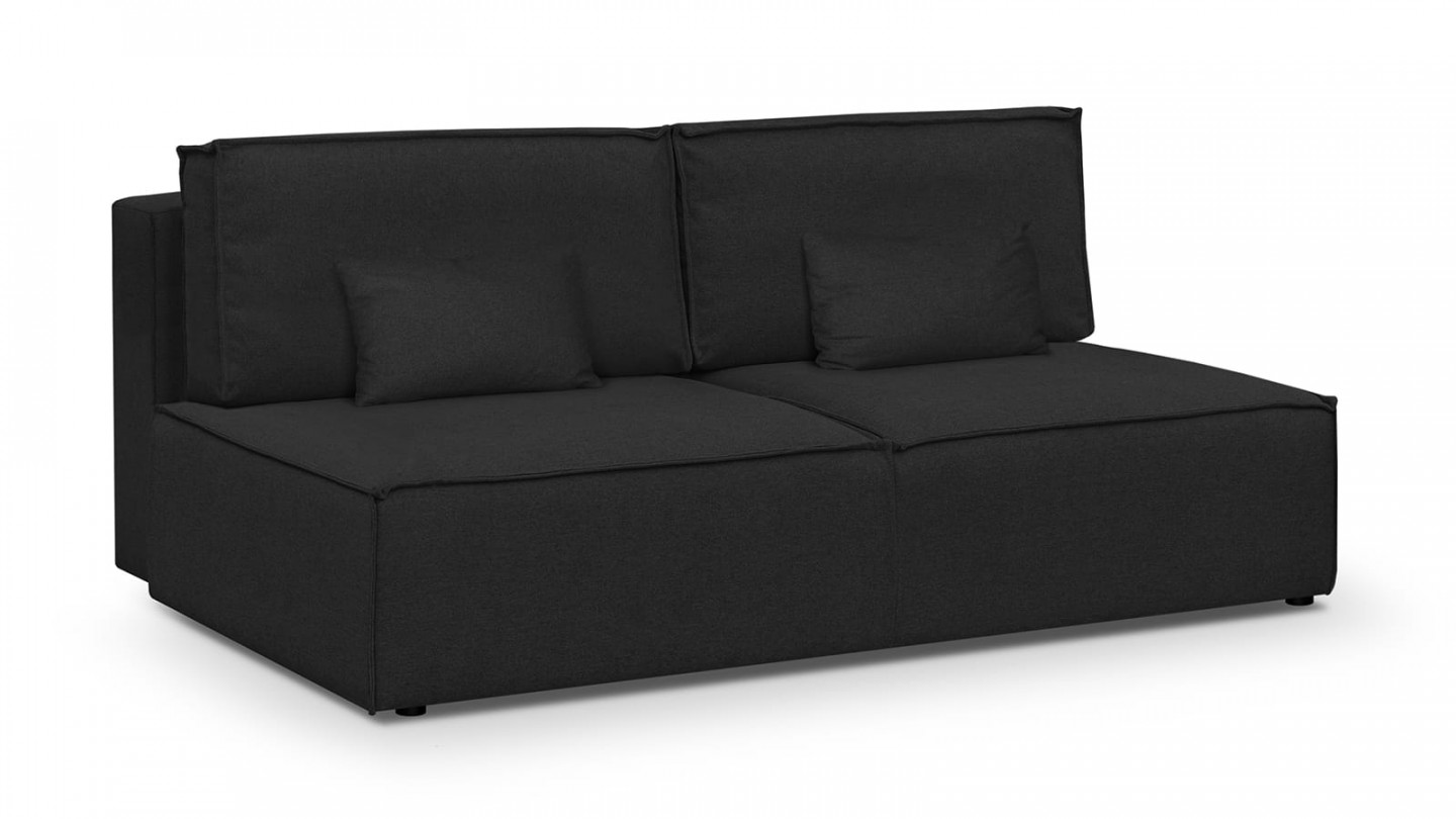 Canapé convertible 3 places avec coffre de rangement en tissu noir - Milla New