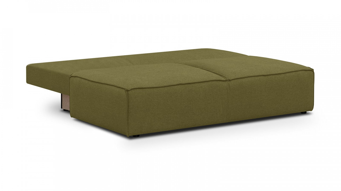 Canapé convertible 3 places avec coffre de rangement en tissu vert olive - Milla New