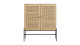 Buffet haut 2 portes en cannage naturel et effet chêne 100 cm - Iris