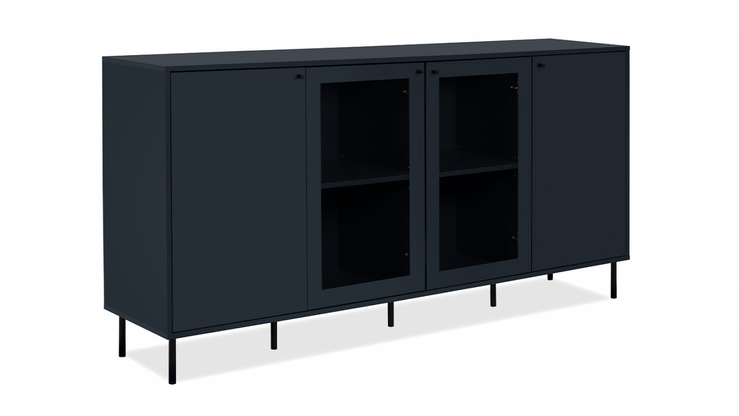 Buffet 4 portes bleu nuit 180 cm - Agata