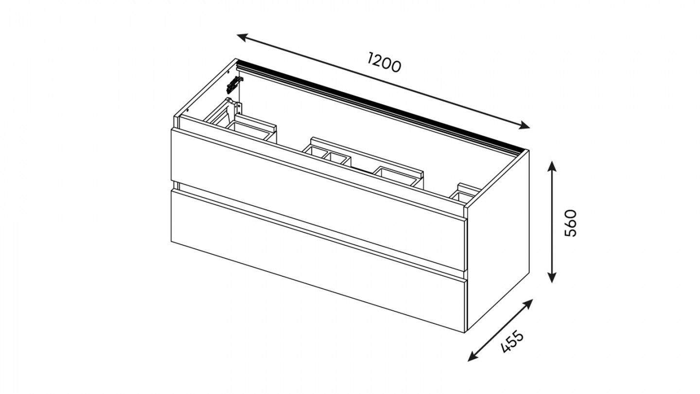Meuble de salle de bain suspendu double vasque intégrée 120cm 2 tiroirs façon Béton - Swing