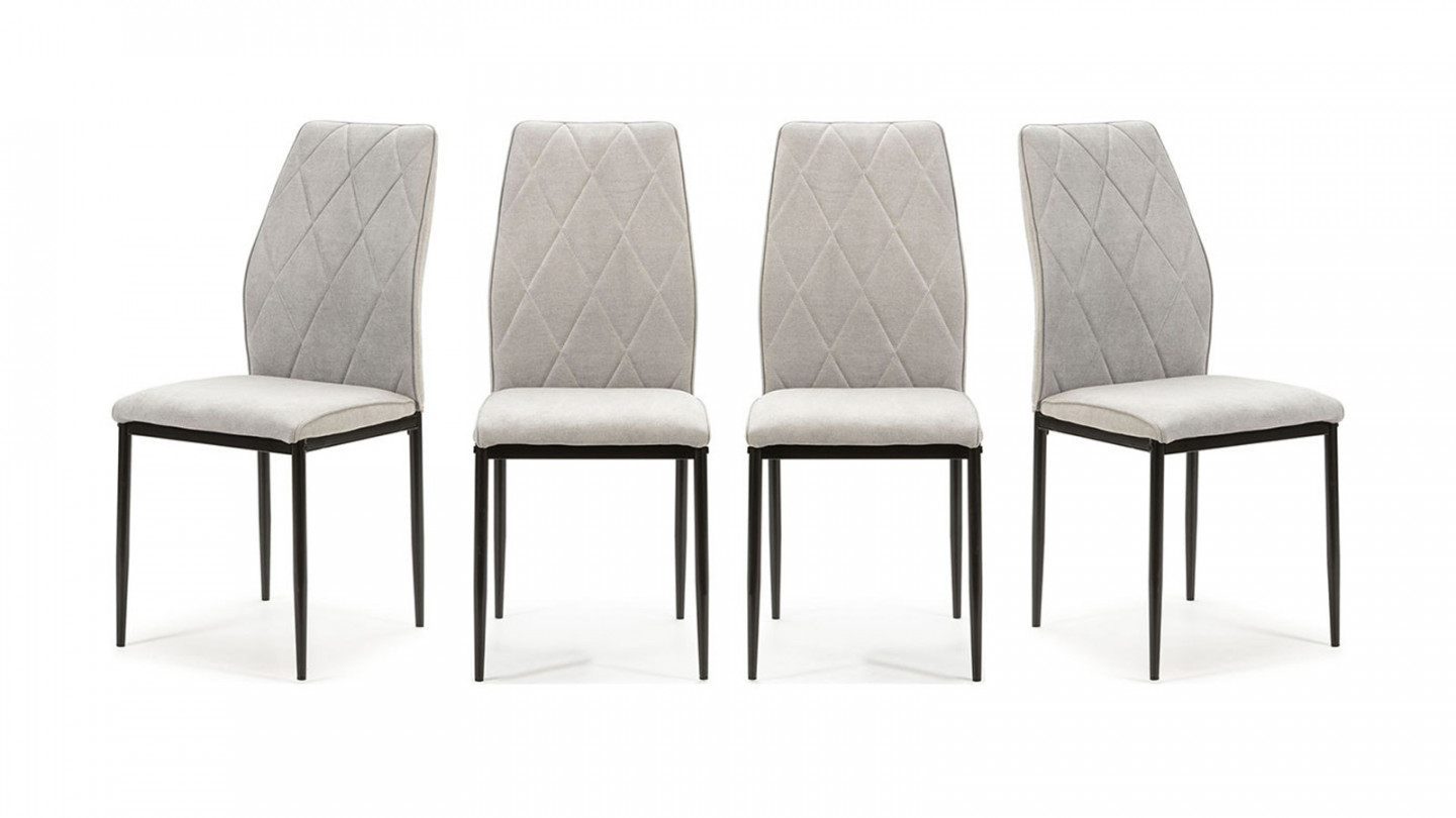 Lot de 4 chaises en tissu gris clair - Malo