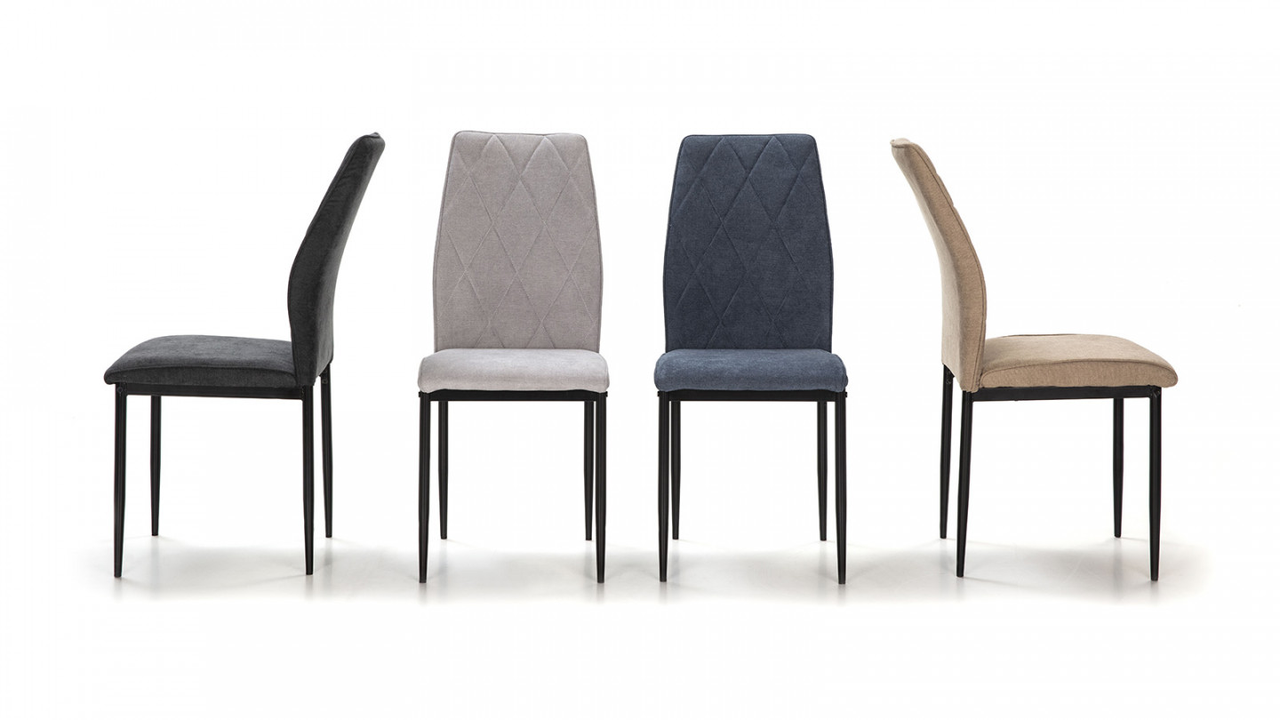 Lot de 4 chaises en tissu gris clair - Malo