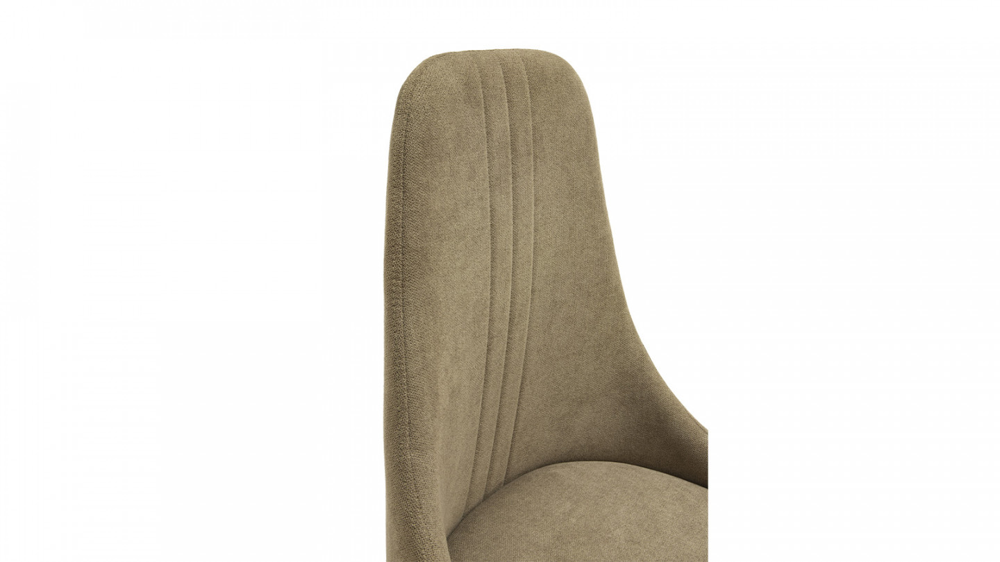 Lot de 4 chaises en tissu vert pâle, piètement métal effet bois - Vicky