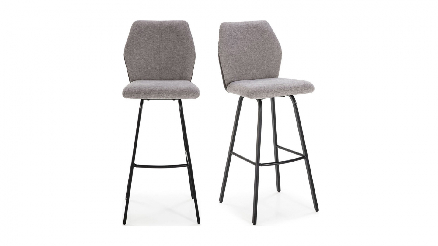 Housses De Tabouret De Bar Rondes - Lot De 2, Polyester Extensible, Gris Clair, Lavables En Machine