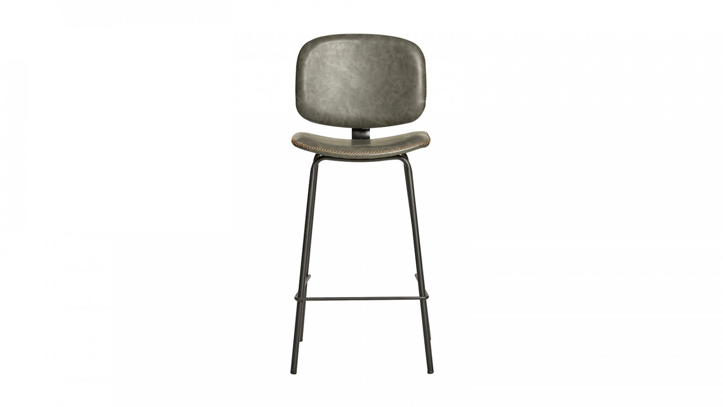 Lot de 2 tabourets de bar en simili cuir gris 73 cm - Noam