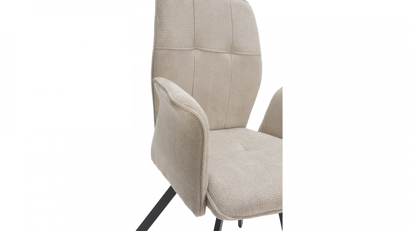 Lot de 2 fauteuils de salle à manger en tissu gris clair - Alann