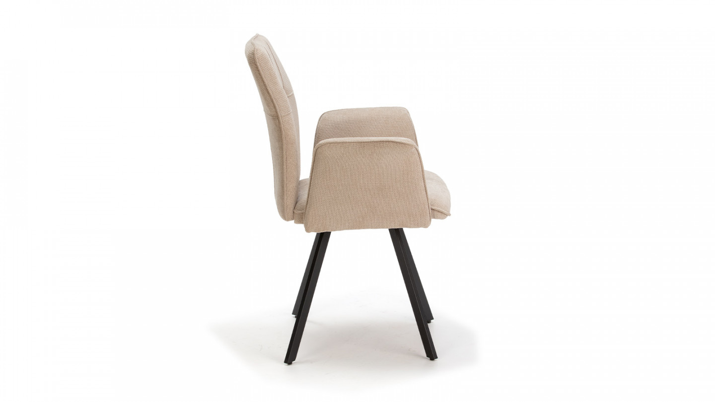 Lot de 2 fauteuils de salle à manger en tissu gris clair - Alann
