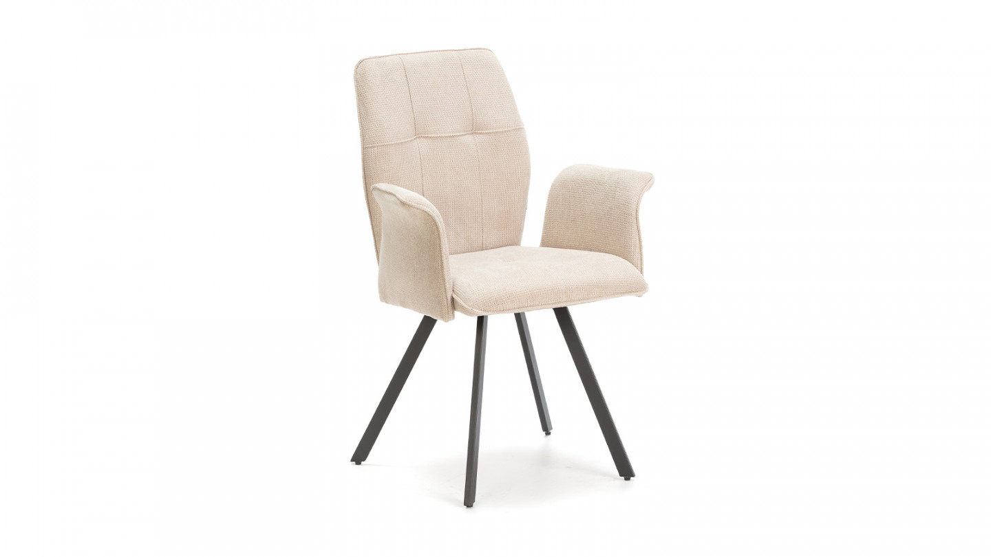 Lot de 2 fauteuils de salle à manger en tissu gris clair - Alann