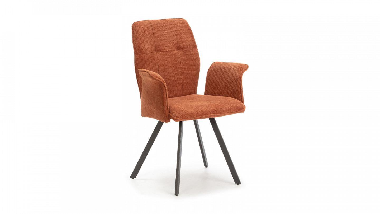Lot de 2 fauteuils de salle à manger en tissu marron - Alann