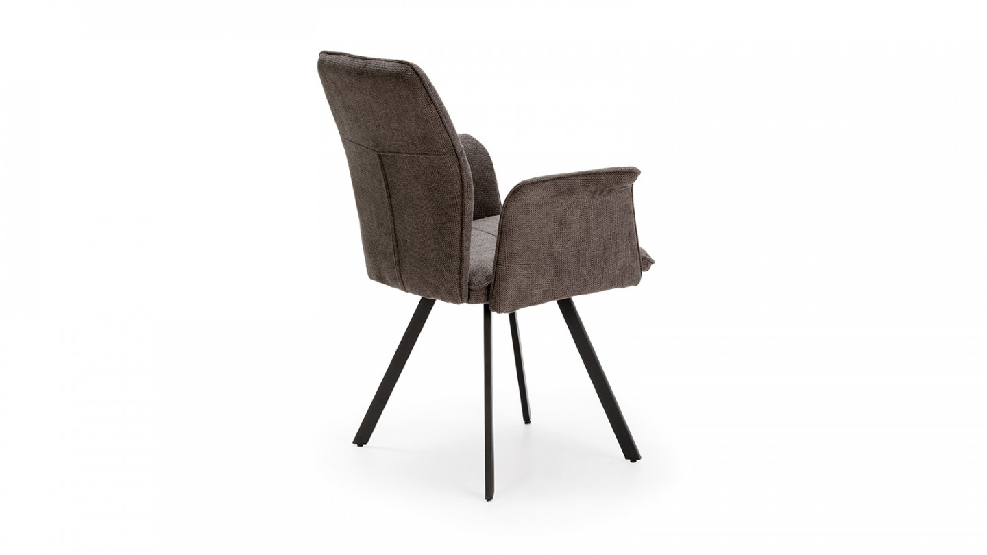 Lot de 2 fauteuils de salle à manger en tissu gris foncé - Alann
