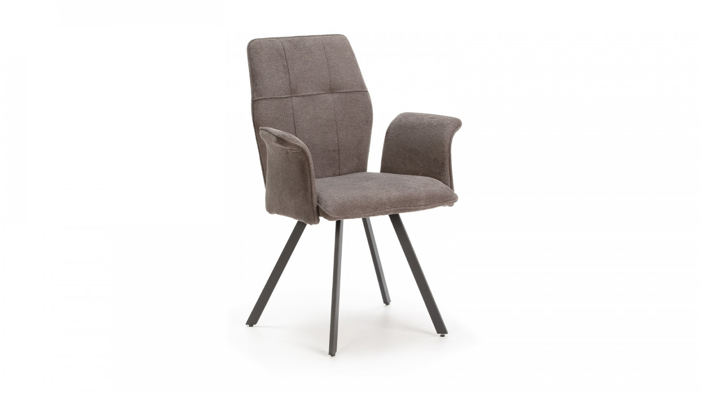 Lot de 2 fauteuils de salle à manger en tissu gris foncé - Alann