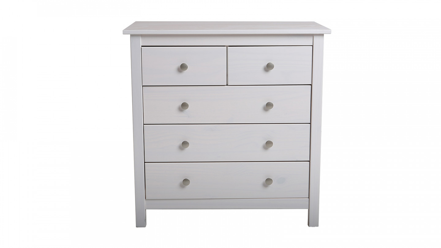 Commode 5 Tiroirs HOMCOM 70x38x85 Cm - Meuble De Rangement Blanc Pour Chambre Et Salon