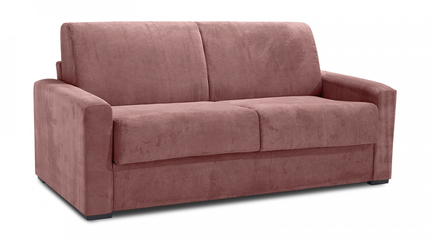 Canapé convertible 3 places en velours côtelé terracotta - collection Anzio Canapé convertible 3 places en velours côtelé terracotta - collection Anzio