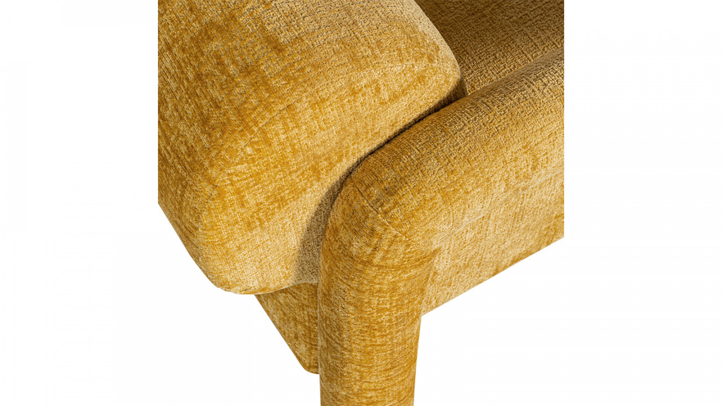 Fauteuil design en tissu chenille jaune - Lenny