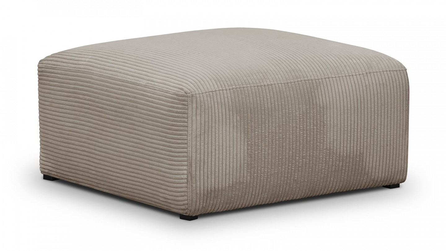 Pouf / repose-pieds modulable en velours côtelé taupe - Modulo