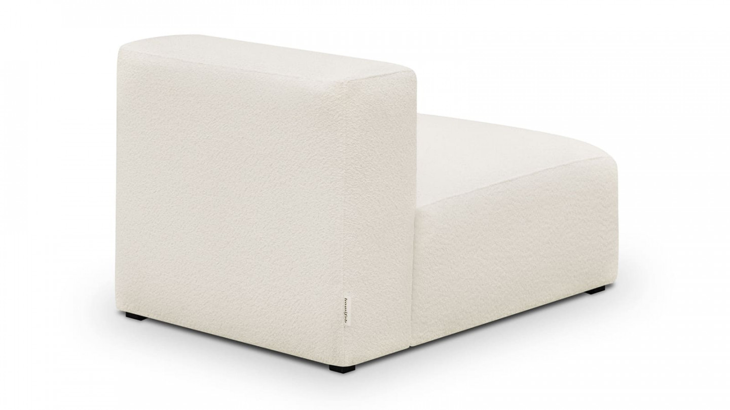 Canapé d'angle à gauche modulable avec méridienne 4 places en tissu bouclette écru - Modulo Canapé d'angle à gauche modulable avec méridienne 4 places en tissu bouclette écru - Modulo