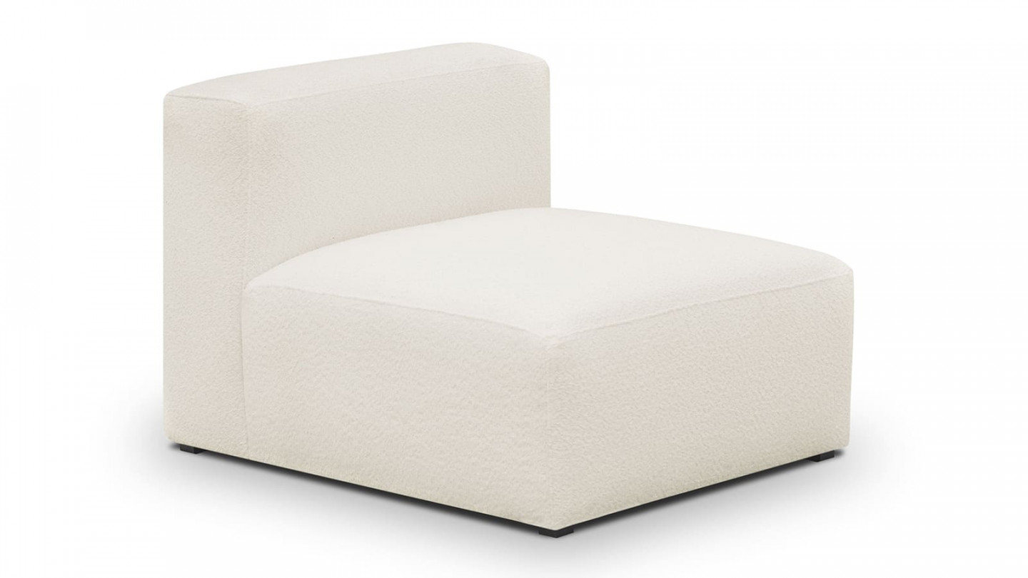 Canapé d'angle à gauche modulable avec méridienne 4 places en tissu bouclette écru - Modulo Canapé d'angle à gauche modulable avec méridienne 4 places en tissu bouclette écru - Modulo
