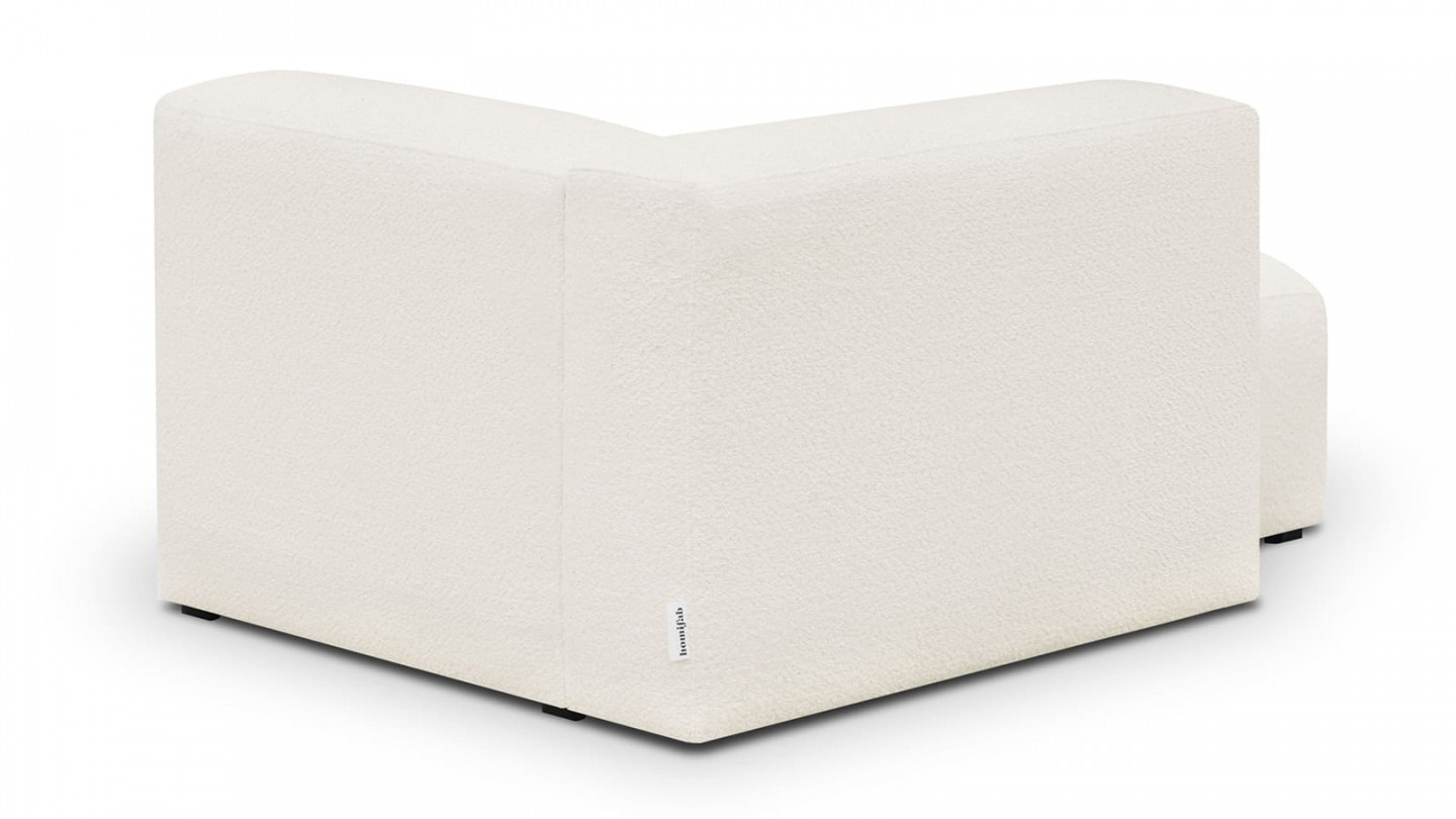 Canapé d'angle à gauche modulable avec méridienne 4 places en tissu bouclette écru - Modulo Canapé d'angle à gauche modulable avec méridienne 4 places en tissu bouclette écru - Modulo