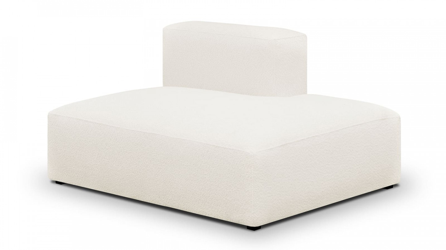 Canapé d'angle à gauche modulable avec méridienne 3/4 places en tissu bouclette écru - Modulo Canapé d'angle à gauche modulable avec méridienne 3/4 places en tissu bouclette écru - Modulo