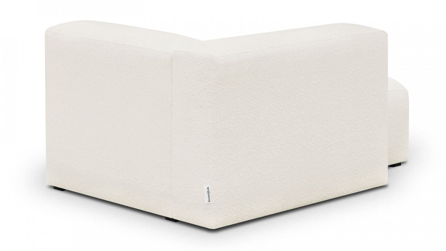 Canapé d'angle à gauche modulable avec méridienne 3/4 places en tissu bouclette écru - Modulo Canapé d'angle à gauche modulable avec méridienne 3/4 places en tissu bouclette écru - Modulo