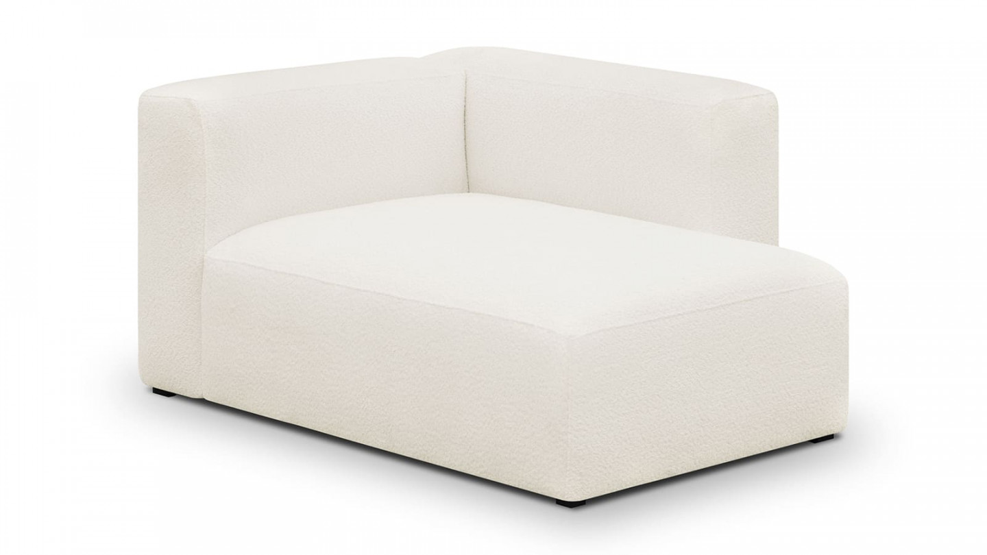 Canapé d'angle à droite modulable avec méridienne 3/4 places en tissu bouclette écru - Modulo Canapé d'angle à droite modulable avec méridienne 3/4 places en tissu bouclette écru - Modulo
