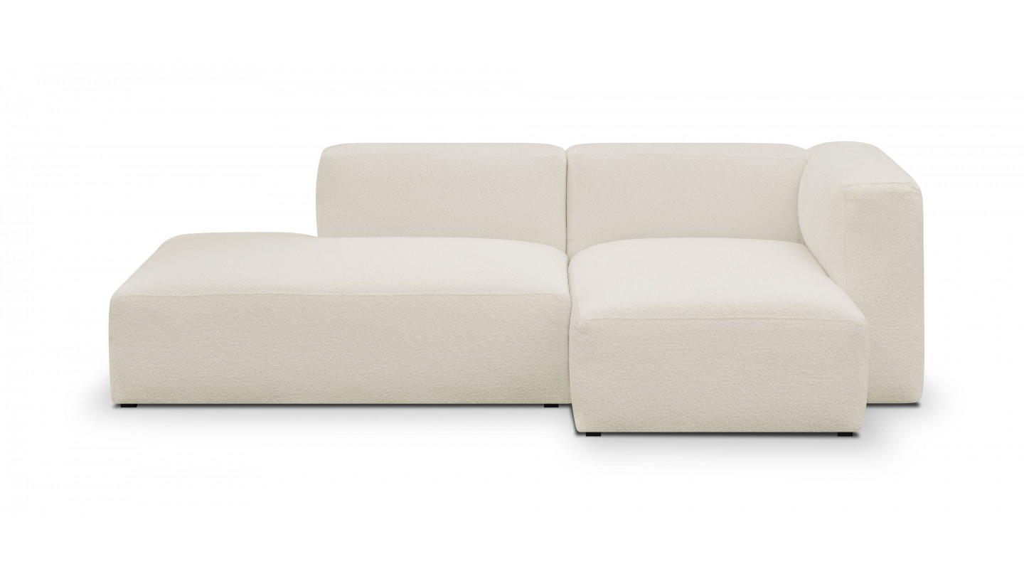 Canapé d'angle à droite modulable avec méridienne 3/4 places en tissu bouclette écru - Modulo Canapé d'angle à droite modulable avec méridienne 3/4 places en tissu bouclette écru - Modulo