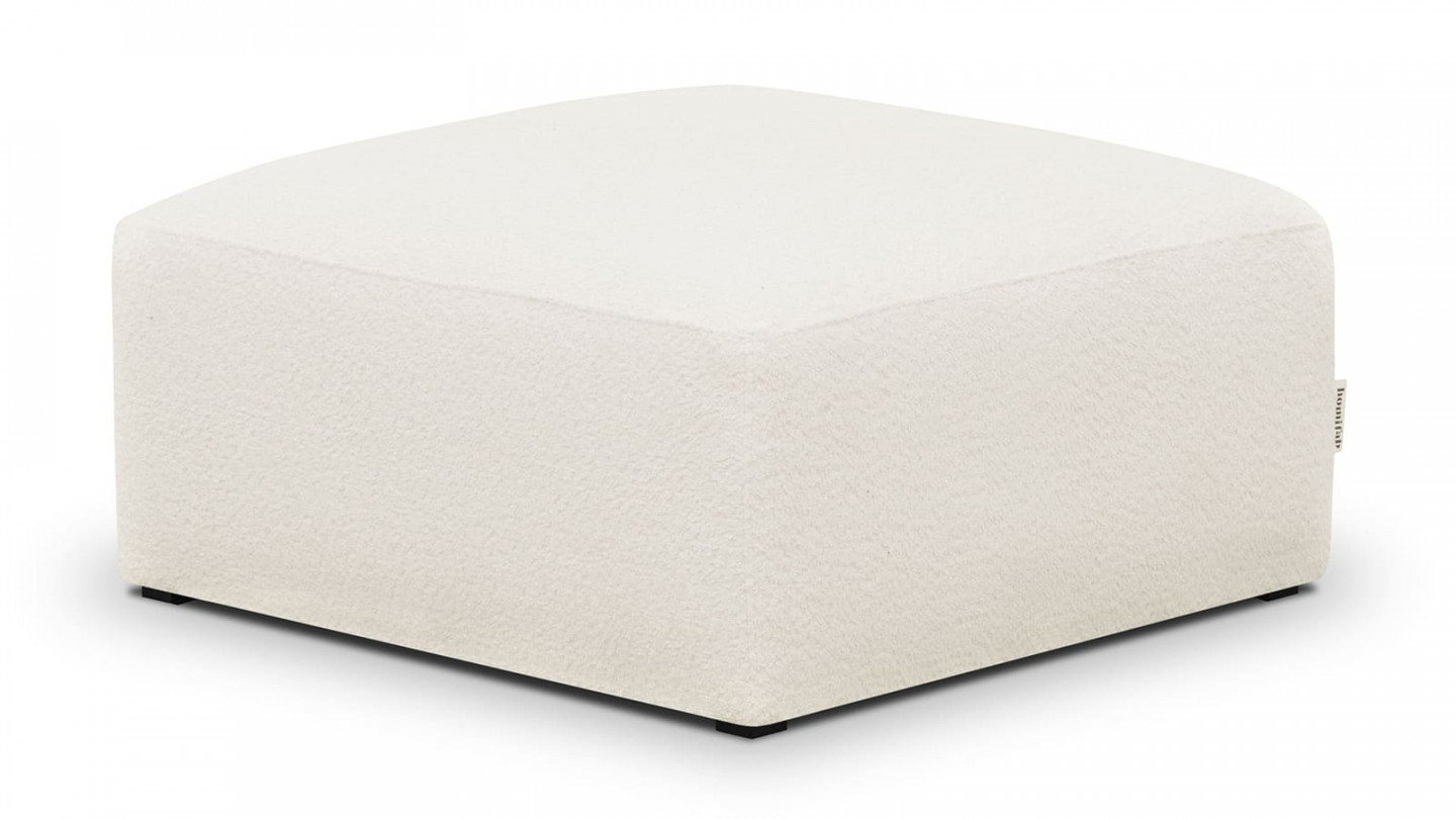 Pouf / repose-pieds modulable en tissu bouclette écru - Modulo