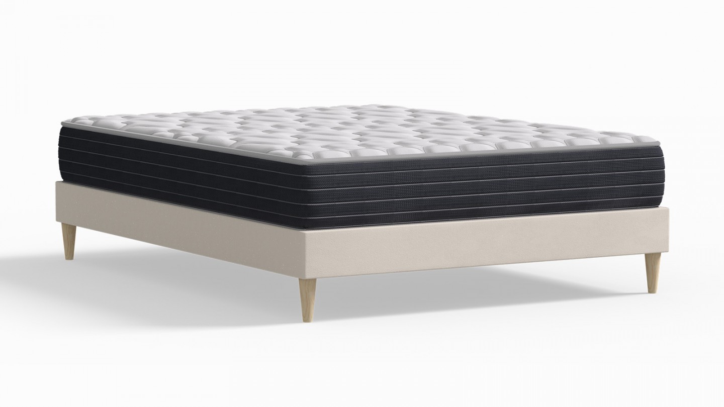 Ensemble lit adulte 160x200 cm en velours beige Dina + Matelas mémoire de forme Memo HR