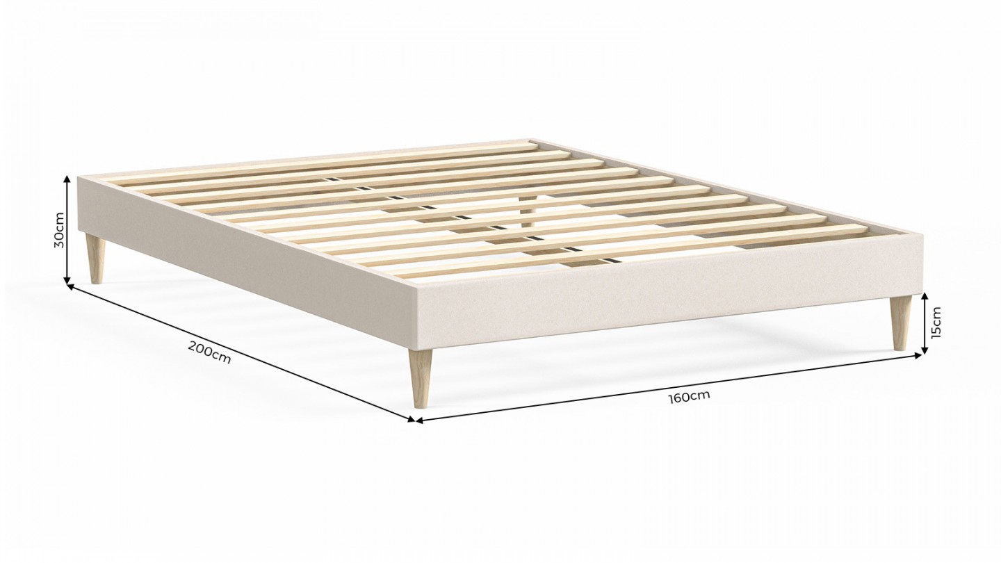 Ensemble lit adulte 160x200 cm en velours beige Dina + Matelas mémoire de forme Memo HR