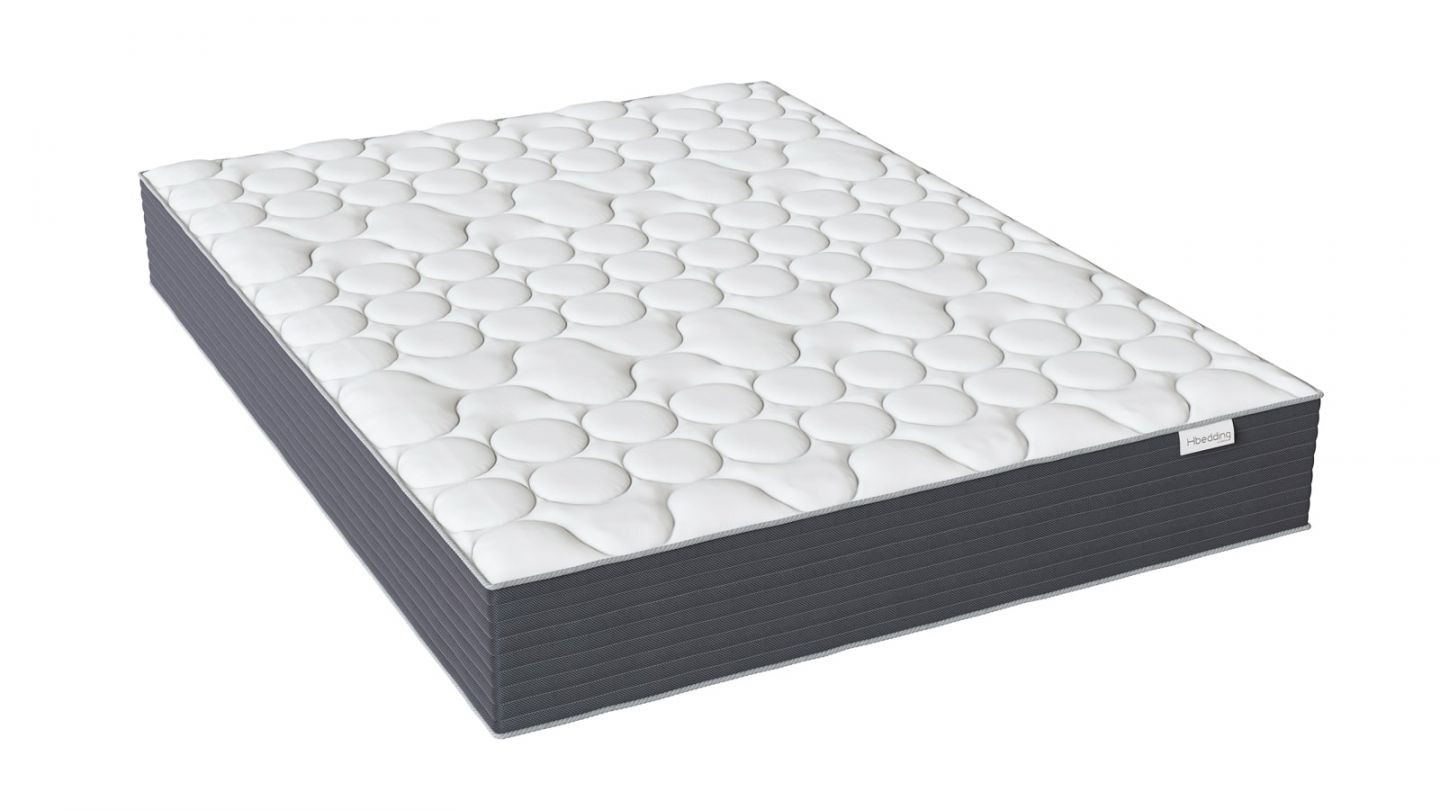 Ensemble lit adulte 160x200 cm en velours bleu nuit Dina + Matelas mémoire de forme Memo HR