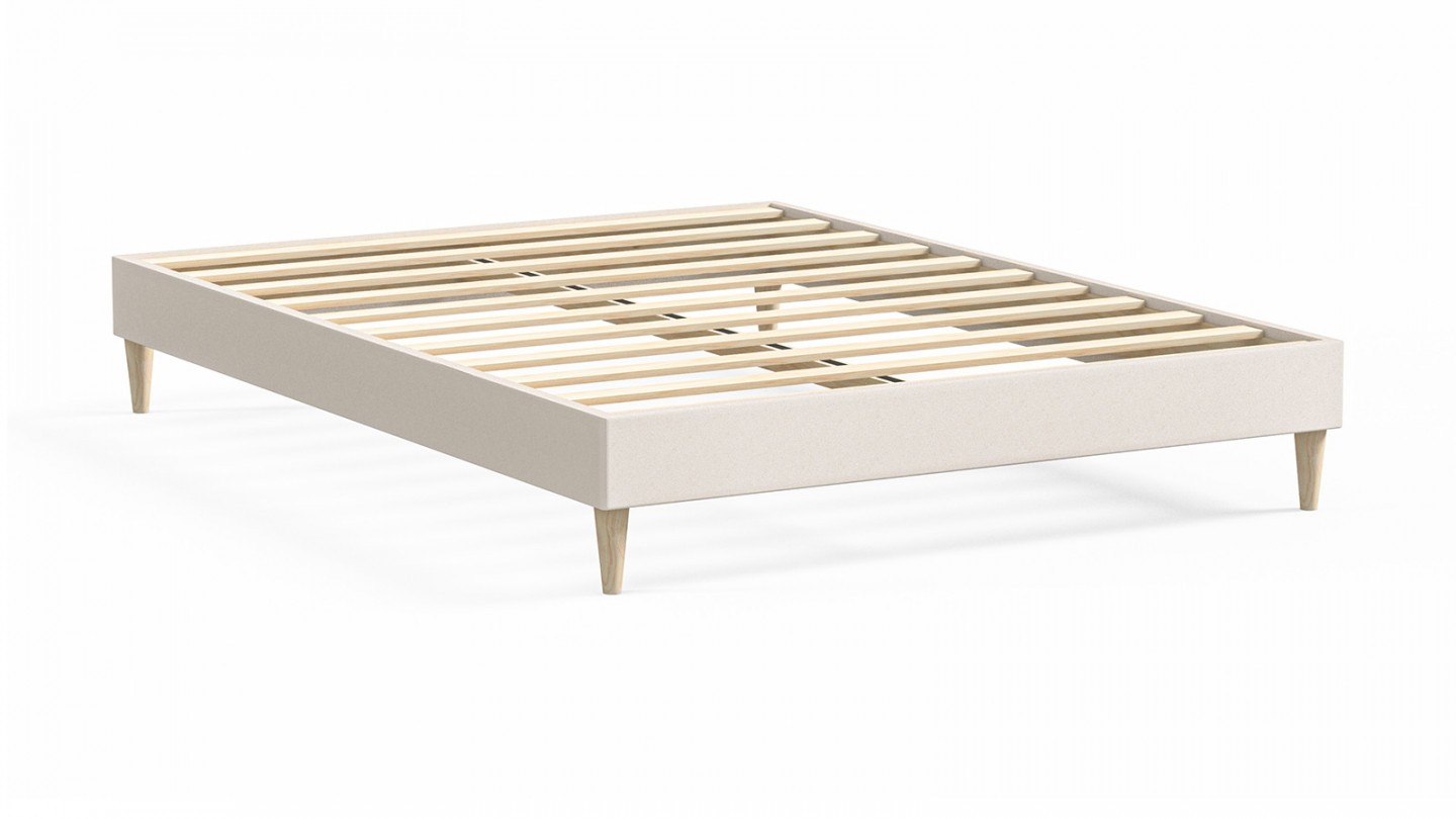 Ensemble lit adulte 180x200 cm en velours beige Dina + Matelas Latex naturel et ressorts ensachés